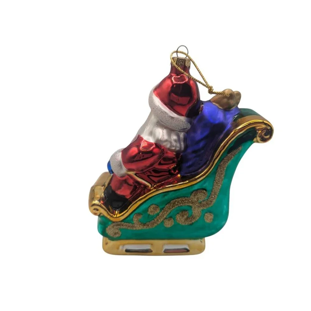 Thomas Pacconi Museum Series Christmas Ornament Santa in Sleigh Hand Blown Glass